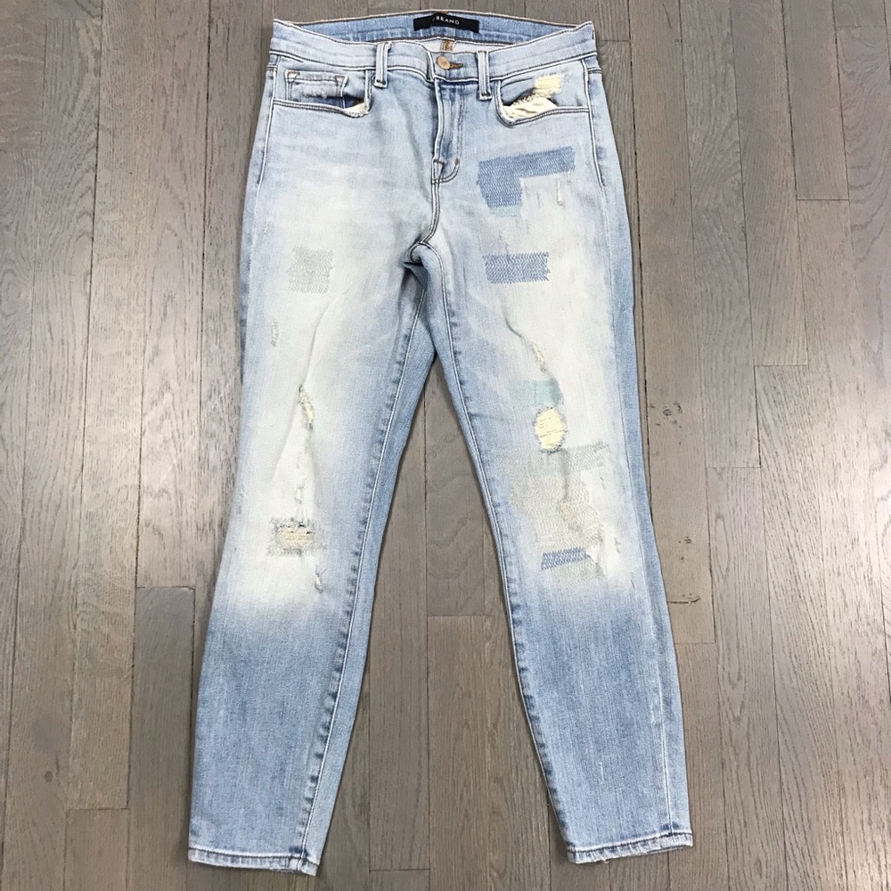 J BRAND Light Wash Distressed Cropped Denim Jeans